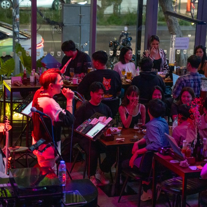 A company party in a full room at BrewDog Bangkok