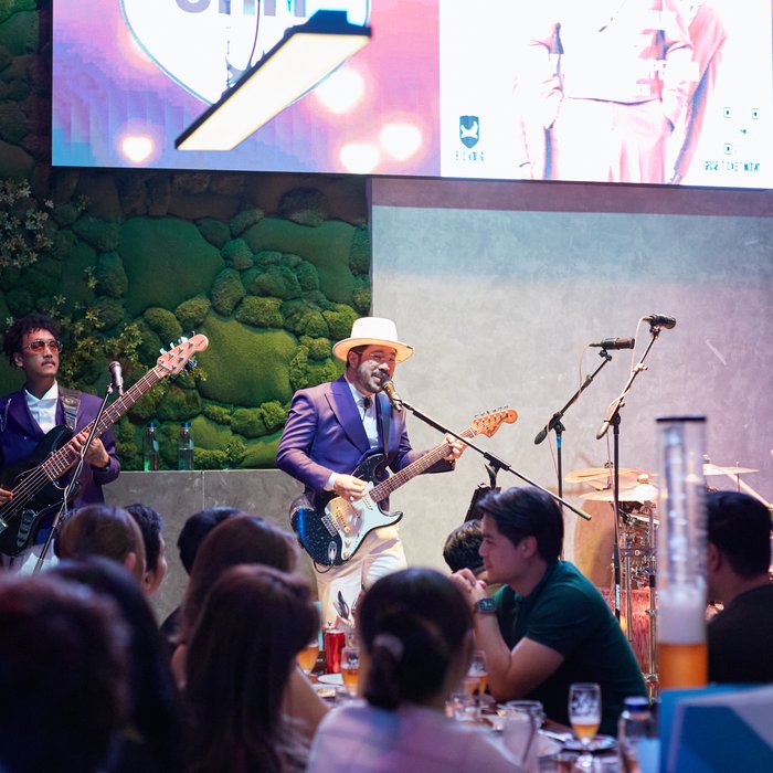 Live band on the stage during an event at BrewDog Bangkok